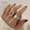 مع الحجارة الجانبية Modian 925 Sterling Silver Fashion Hollow Out Square Square Rabiliable Finger Rings for Women Anniversary Gine Jewelry Gifts 230214