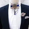 Bow Ties Luxury Bow Tie Brosch Pocket Handduk Set Men's High-End Jewelry Gift Fashion British Korean Men Wedding Accessories 230215