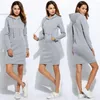 Moletons femininos Mulheres finas com capuz de manga comprida Lápis sólido Pullover algodão Mistura Capuz Dress Spring Autumn Dress Red Grey Preto Casual Moda