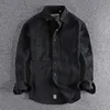 Camicie casual da uomo Camicia cargo per uomo Manica lunga Cotone premium Tinta unita Lavaggio Risvolto Gioventù Stile giapponese Semplice Bello Abbigliamento da fidanzato 230214