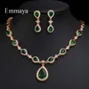 Wedding Jewelry Sets Emmaya Arrival Green Waterdrop Appearance Zirconia Charming Costume Accessories Earrings And Necklace Jewelry Sets 230215