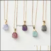 Hangende kettingen Gold Plating Randen geboortesteen genezing kristalergie Druzy kwarts mode vrouwen mannen sieraden groothandel drop leveren dhrdu