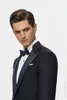 Herrenanzüge, stilvoller Smoking, maßgeschneidert nach Maß, Hochzeitsanzug für Herren, Kleid des Bräutigams, hochwertiger schwarzer Wollstoff, blaues Satinrevers