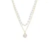 Collier ras du cou en perles pour femmes, Double couche, breloque, chaîne de clavicule, simplicité, Vintage, bijoux de fête de fiançailles, vente en gros