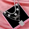 Ketens jjfoucs meerlagige vlinder kristallen tennisketen choker ketting voor vrouwen zilveren kleur engel hanger Boheemse sieraden