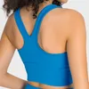 Lu Lu Antibacterial V Lycra Neck Yoga Topps naken Sense Tank Top Garn Pleated Sports Bh Underwear Women Vest med avtagbara koppar EST