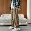 Men's Pants Men Cargo Loose Drawstring Contrast Color Wide Leg Elastic Waist Match Top Patchwork Full Length Spring Trousers