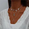 Pendant Necklaces Tenande Bohemian Multi Layered Necklace For Women Vintage Portrait Coin Star Moon Geometric Collier Collares