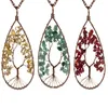 Naszyjniki wiszące drzewo życia Naszyjnik Naturalny kamień kwarcowy dla kobiet mężczyzn Chakra Waterdrop w kształcie krawędzi REIKI Uzdrawianie biżuteria moda