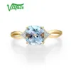 With Side Stones VISTOSO 14K 585 Yellow Gold Ring For Women Diamond Sky Blue Topaz Rings Gold 585 Real Original Anniversary Fine Jewelry 230215
