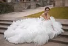 Strapless Wedding Puffy Dresses Sexy Sweetheart A Line Bridal Gown Beading Applique Tiered Ruffles Dress Vestido De Novia pplique