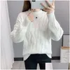 Pullover Plover Teens Big Girl Child Blue Oneck Twisted Sweater Women Autumn Spring Long Sleeve Cashmere Plovers Female Sticked Jump Dhhtn