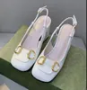 Sukienka buty blokowe obcasy podwójne g Mary-Jane Pumps Buty łodzi 2023 Designerskie kobiety ślubne buty sandałowe sandał slajdów metalowy burza kwadratowa palca
