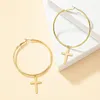 Hoop Earrings Cross For Women Baroque Bohemian Large Long Jewelry Brincos 2023