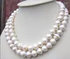 Цепи красивые 36 "10-11 мм натуральное белое жемчужное ожерелье 50"