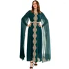 Vêtements ethniques Eid Abaya Dubaï Robes de dames Femmes Mode Cape Dentelle Mousseline de soie Longue Robe de bal Manches volantes Marocaine Kaftan Ramadan