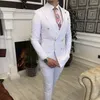 Men's Suits Double Breasted White Men With Peaked Lapel Slim Fit 2 Piece Wedding Tuxedo Man Fashion Male Prom Costume Jacket Pants