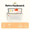 Keyboards BT5.0 Wireless Keyboard Office Typewriter Mechanical Feel Tablet Universal Fashion Retro Round Keycap Notebook Keyboard T230215