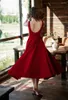 Party Dresses Red Evening With Square Collar Sleeve-less Ankle-length Custom Made Velvet Prom Dress Formal Gowns Real Image