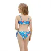 Girls Two Two pieces Piece Swimsuit Cartoon Printed Briefs Lace Up