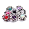 Clasps السنانير الجملة Rhinestone 18mm Snap Button Clasp Vintage Metal Flower Charms Snaps Groups Jewelry Sentre