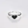 Wedding Rings Korean Charm Black Love Heart For Women Female Finger Romantic Birthday Gift Girlfriend Jewelry