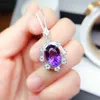 Anhänger Halsketten Luxus Silber Farbe Imitieren Amethyst/Olivin Olivgrün Stein Halskette Für Frauen Aussage Lila Kristall Schmuck