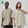 T-Shirts à manches courtes pour hommes, ample, avec système de couleurs BROUILLARD, marque Tide, épaules dénudées, nouvelle collection printemps et été 2023