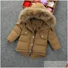 Płaszcz butikowy 15y Parker Hodded Solid Faux Fur Cllar zamek błyskawiczny TALIZA DSTRING KITLORY Zimowe ubrania dla dzieci upuszczenie dostawy b dhugw