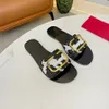 Yaz Tasarımcı Sandalet Kadın Moda Ayakkabı Şık Deri Desen Slaytlar Zarif Kadınlar Düz Topuk Sandal Stilist Ayakkabı Lady Rahat Slayt 23SS Kutu