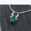 Chaînes arrivée vert Zircon pendentif chaîne collier couleur argent bulkhorn bois mode cristal rond pour les femmes bijoux