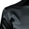 Mens Casual Shirts Shinny Silk Like Satin Luxury Dress Brand Men Wedding Prom Tuxedo Male Shirt Camisa Masculina Black 230214