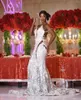 Trouwjurk 2023 Mermaidjurken Bloem Kant Appliques Sheer Neck Brutaal Lange mouwen Tule jurken Vestidos de novia