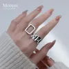 مع الحجارة الجانبية Modian 925 Sterling Silver Fashion Hollow Out Square Square Rabiliable Finger Rings for Women Anniversary Gine Jewelry Gifts 230214