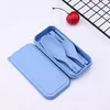 Dinnerware Sets Portable Folding Outdoor Camping Hiking Flatware Cutlery Set Fork Chopsticks Spoon Bento Lunch Box Accessories