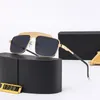 Luxury Fashion Brand Women Sunglass For Men Designer Conjoined Square Gradient Brand Mental Sunglasses Golden Glasses