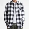 Mens Casual Shirts Man Plaid Cotton Chemise Male Blouses Long Sleeve Formal Business Shirt Clothing 230214