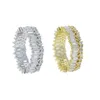 Anneaux De Mariage Baguette Blanc 5A CZ Glacé Femmes Bague Bijoux Pleine Zircone Fiançailles Éternité Bande Plaqué Or Argent Couleur