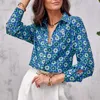 Women's Blouses Shirts Fall Flower Single Breasted Long Sleeve Blouses Formal Office Vintage Women Casual Shirt Women Elegant Loose Shirts Top 230215
