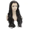 26" Extra Long Brun Foncé Perruque Ondulée Perruque de Cheveux Synthétiques Sans Chaleur Perruque Avant de Lacet