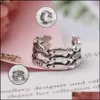 Band Rings Thai Sier Ring Three Rows Of Goldfish Antique Matte Craft Hollow Accessories Jewelry Drop Delivery Dhemy