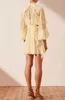 2023 odzież damska designerska sukienka damska stojąca szyja latarnia z długimi rękawami bez pleców wydrążona otwarta talia potargane krótkie sukienki damskie