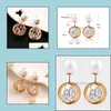 Stud Earrings For Women Crystal Pearl Hollow Temperament Candy Channel Drop Delivery Jewelry Dhfe3