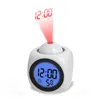 Klockor Tillbehör Andra LCD -projektion LED Display Tid Digital Alarm Clock Talking Voice Prompt Snooze Function Multifu