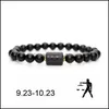 Brins Perlés Perles De Pierre Noire 12 Constellation Couple Bracelet Hommes Bracelets Pour Femmes Pseras Moda Mascina Hombre Homme Mens Bijou Dhbvx