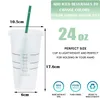 5pcs 710ml Starbucks Kahve saman fincan logo ile kapaklı plastik fincan yeniden kullanılabilir bardaklar plastik bardak mat kaplama kahve kupa