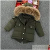 Płaszcz butikowy 15y Parker Hodded Solid Faux Fur Cllar zamek błyskawiczny TALIZA DSTRING KITLORY Zimowe ubrania dla dzieci upuszczenie dostawy b dhugw