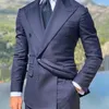 دعاوى الرجال البحرية الأزرق الرسمي للرجال الأعمال النحيف FIT مخصص العريس Tuxedo لحفل الزفاف 2 قطعة أزياء الذكور 2023