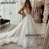 Party Dresses BEPEITHY A Line Wedding Dress Deep V Neck For Women Spaghetti Straps Sexy Vestidos De Novia Bridal Gown 230214