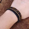 Bracelets porte-bonheur bricolage bijoux faits à la main pour femmes hommes Bracelet en cuir multicouche pierre naturelle 4mm perles d'oeil de tigre Wrap